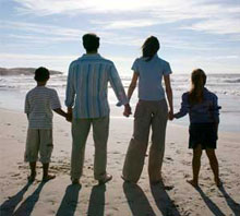 Happy family relaxing after buying a home