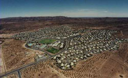 View of a mining town from the air