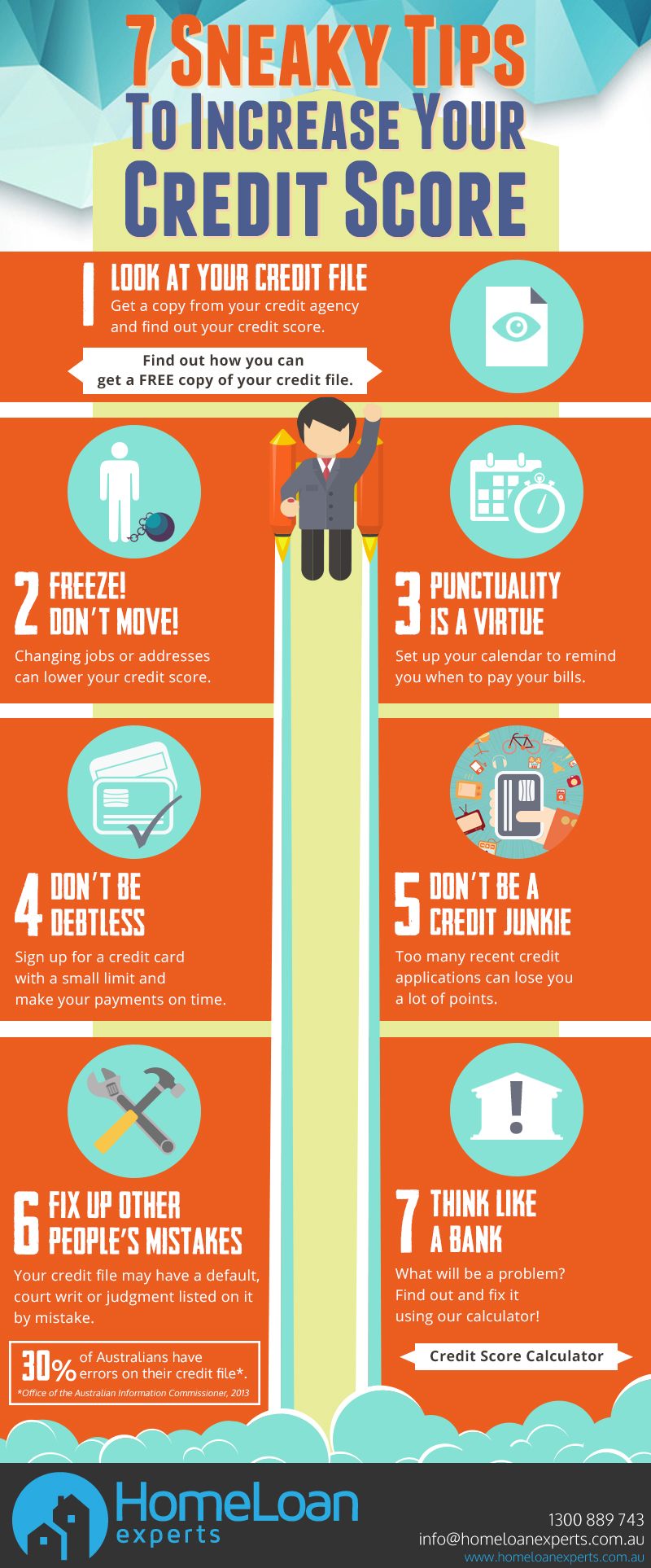 7 Sneaky Tips To Increase Your Credit Score Infographic