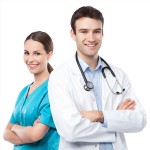 Two young and happy doctors