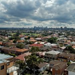 Sydney skyline showing residential houses and unit