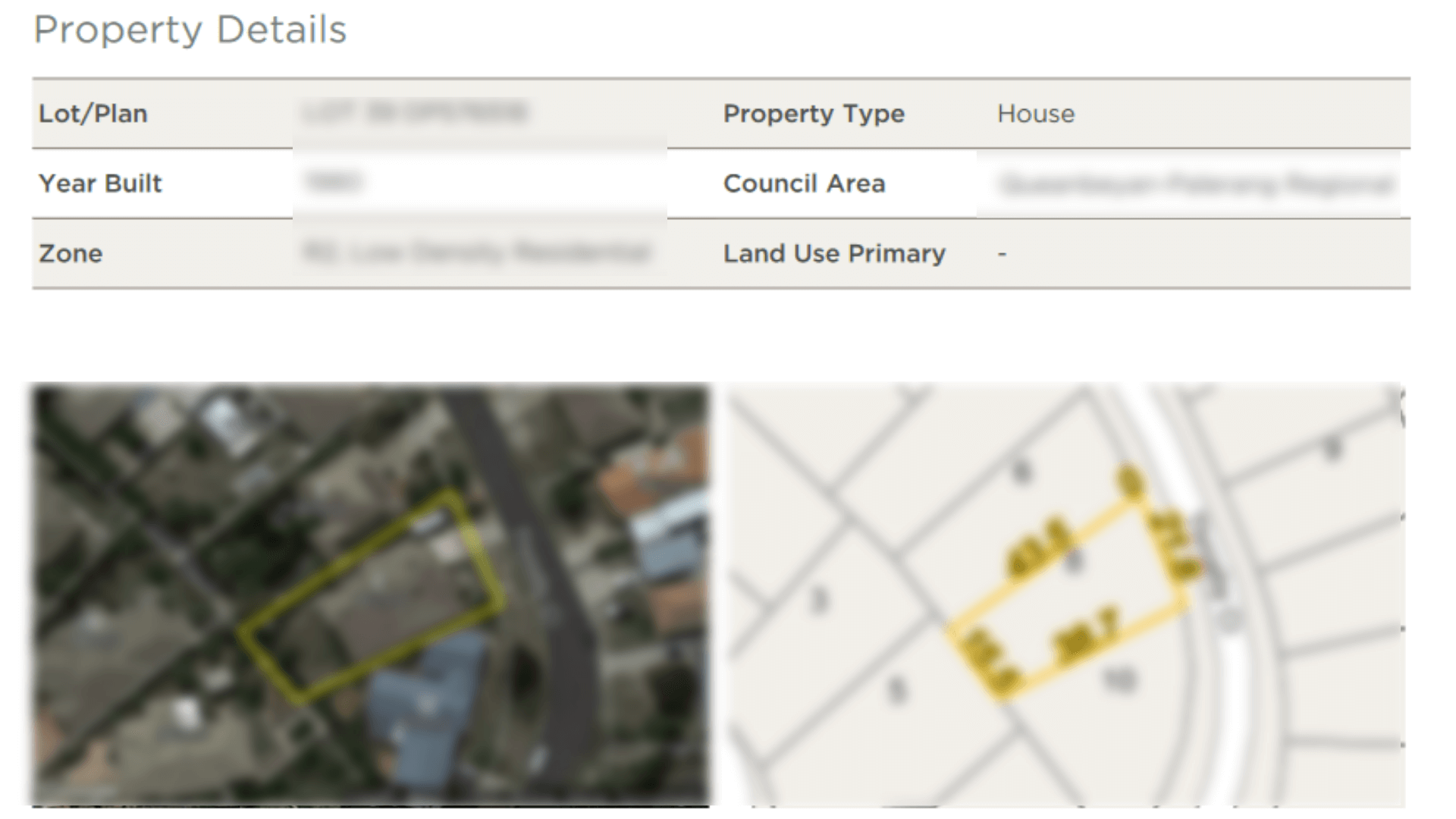 Details of the property you're looking to buy in the property report