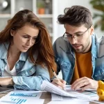 A girl and a boy are calculating their cost to buy a house